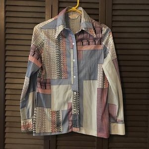 Vintage Patchwork Look Polyester Top